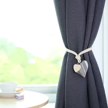 

1 PC Heart Magnetic Curtain Tiebacks Cilp White Handwork Woven Cotton Magnet Curtain Holder Buckle Rope Holdback Home Decoration