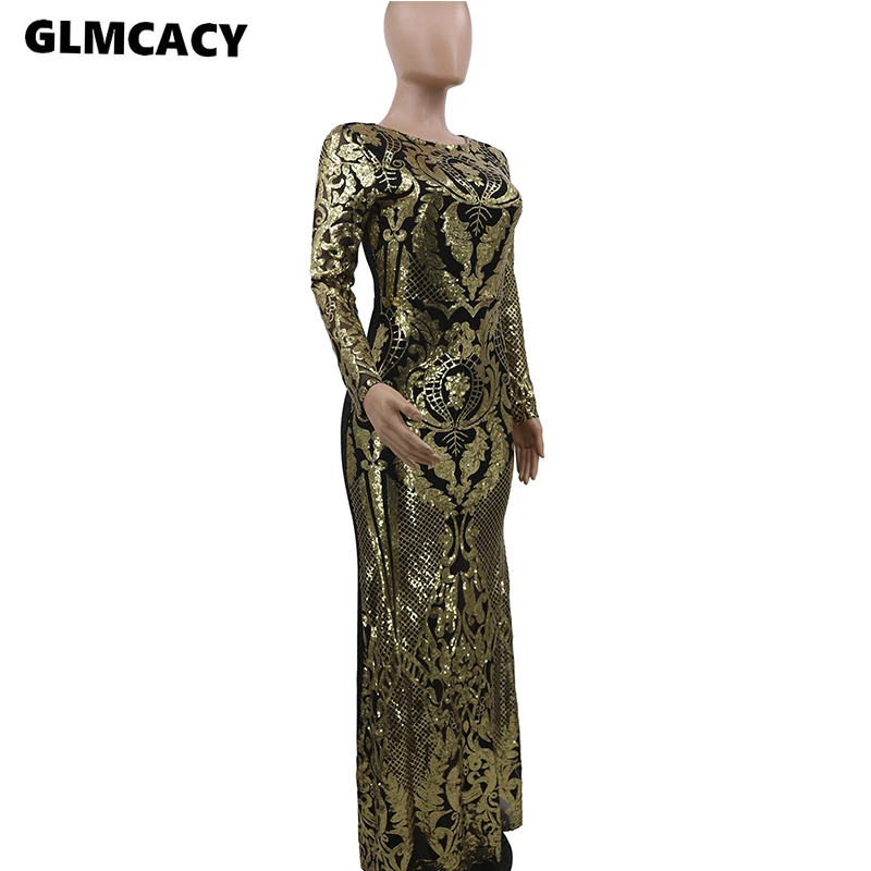 Женское длинное платье с круглым вырезом и юбкой-годе, расшитое блестками, длинное платье в пол, элегантное вечернее платье Vestidos