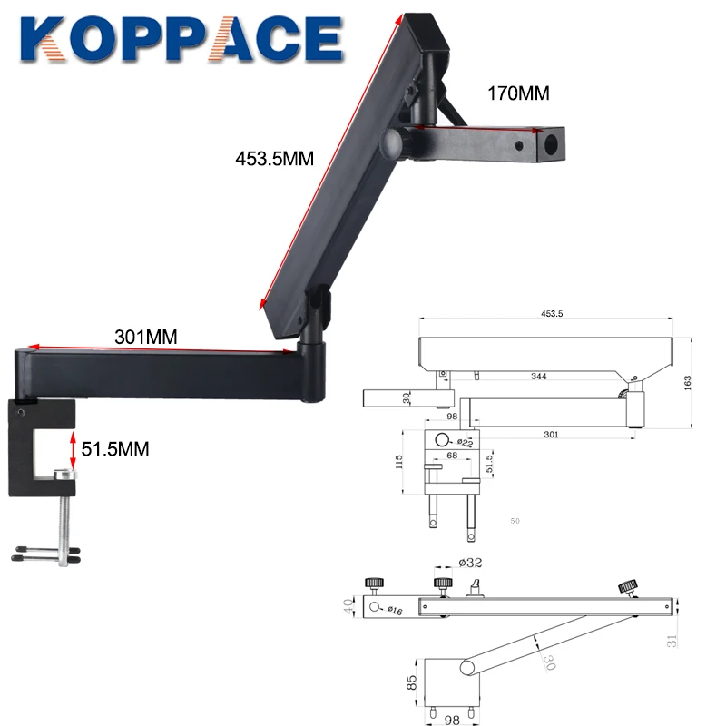 Тринокулярный стереомикроскоп KOPPACE 3 5x 90X настольный микроскоп с клипсой для