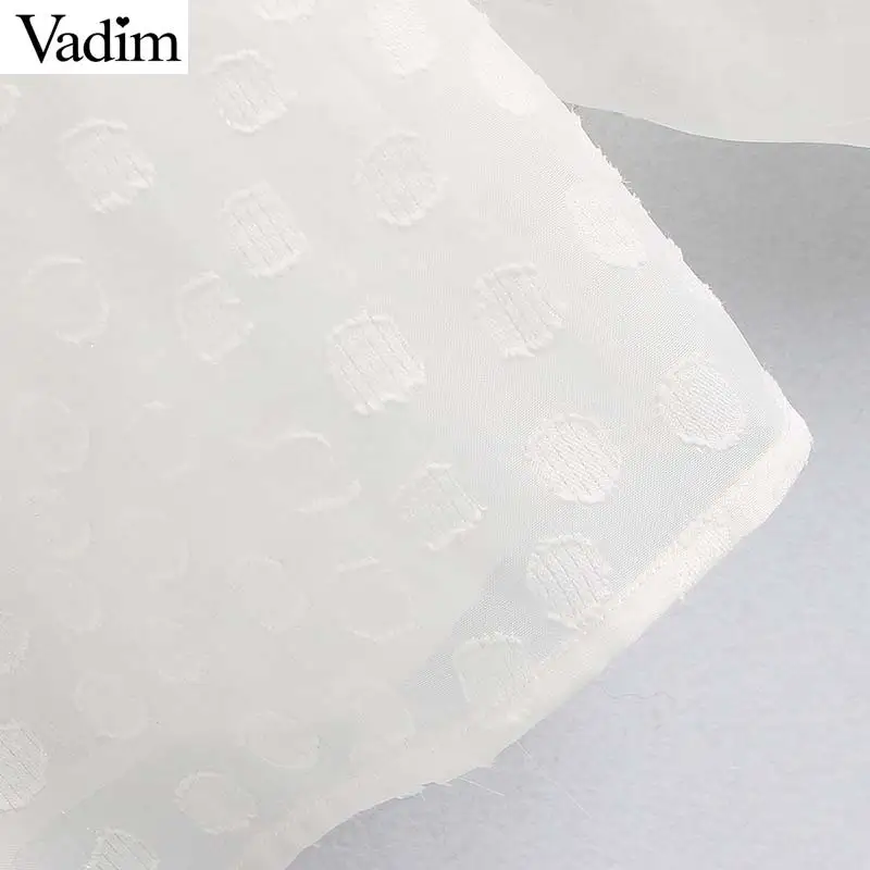 Vadim women chic transparent blouse long sleeve O neck single breasted white shirts see through casual basic tops blusas LB745