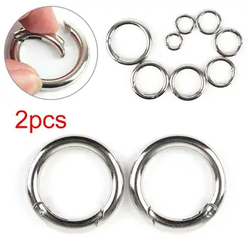 

2pcs Round Push Gate Snap Open Hooks Spring Ring Key Carabiner Camping 18mm-44mm 2 * Circular camping spring hook Outdoor Tools