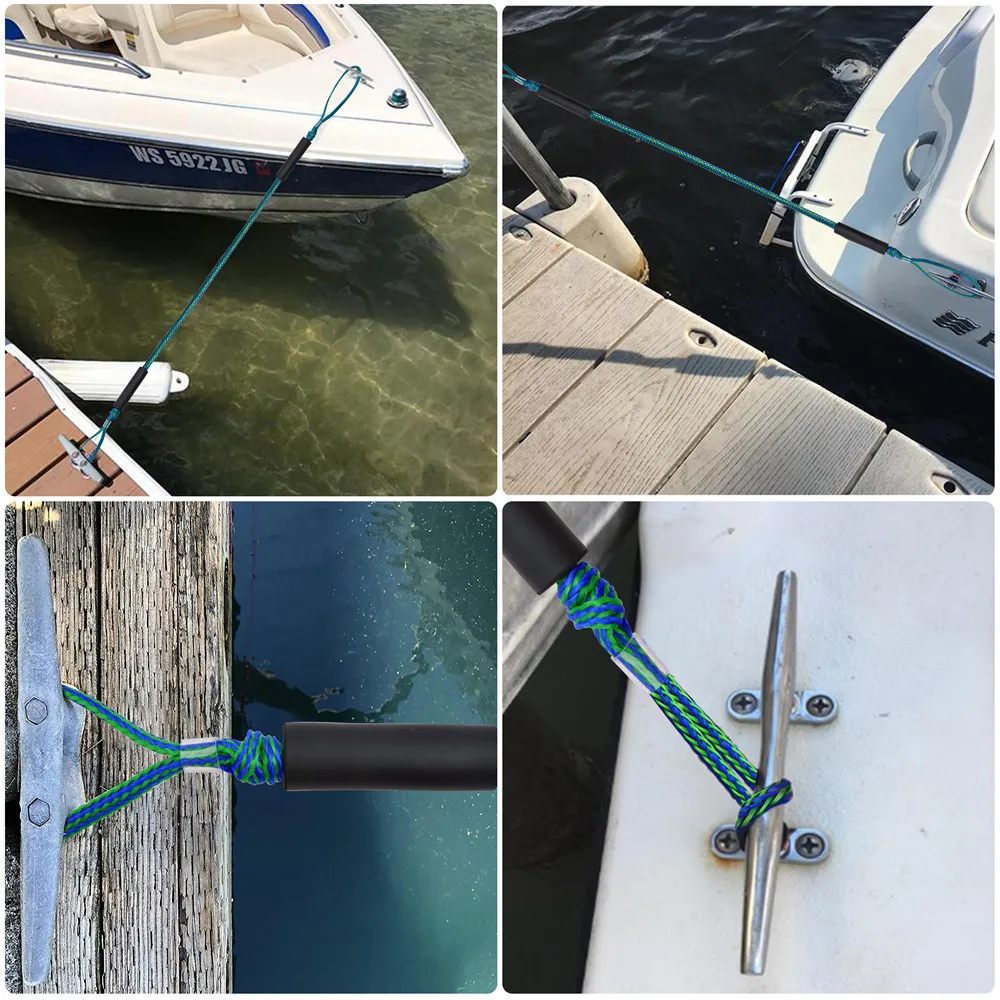 4Pcs Bungee Dock Line Mooring Rope Top Stretchable Bungee Cord Dock Ropes 4000LB for Boat 4ft 5ft 6ft Boats Kayak Marine