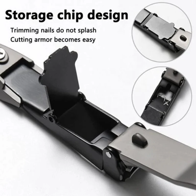 Splash Proof Nail Clipper with Built-in Nail Debris Catcher Stainless Steel Clippers for Fingernail Toenail SANA889