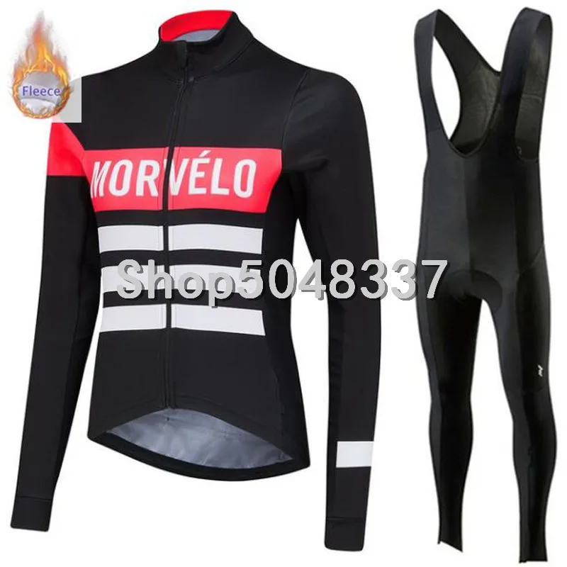 pro team morvelo Зимняя Теплая Флисовая велосипедная одежда для мужчин Джерси костюм для прогулок верховой езды на велосипеде(нагрудник) брюки костюм - Цвет: 4