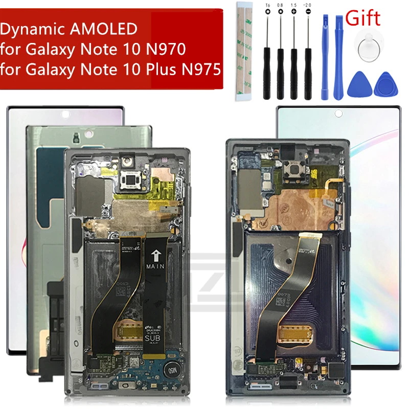 Динамический Amoled для samsung Galaxy Note 10 lcd N970F дигитайзер в сборе+ рамка для samsung Note 10 plus N975F экран Запасные части