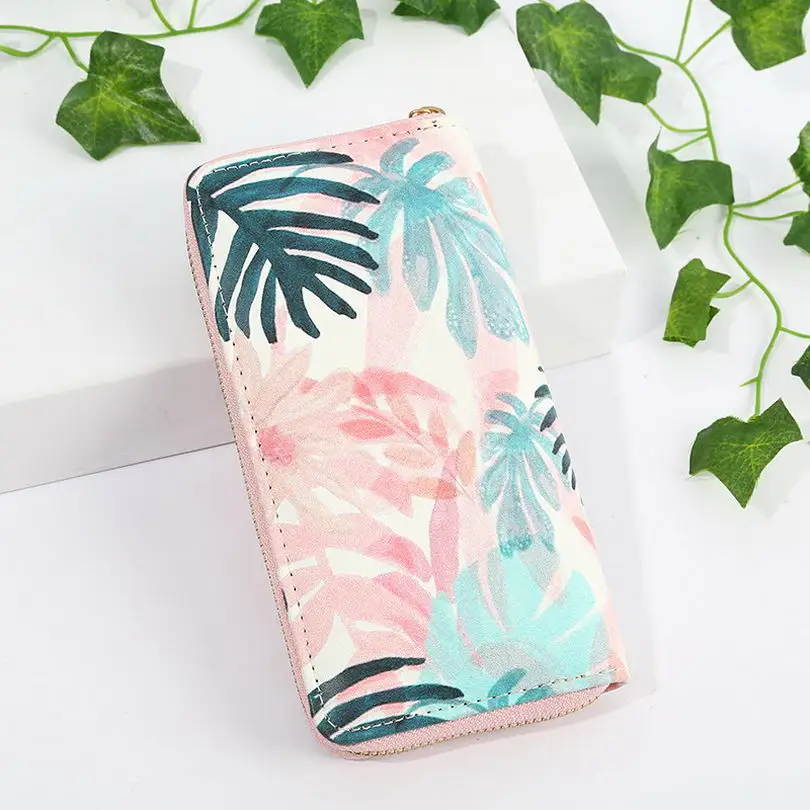 KANDRA Botanic Print кошелек для женщин веганский тропический летний клатч Фламинго ладонь кошельки органайзер для путешествий Подарок на молнии Держатель для карт
