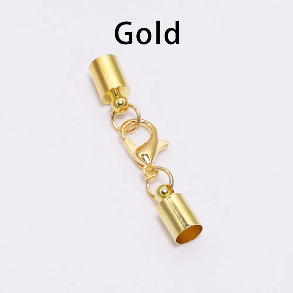 Gold 10 шт./лот кисточки колпачки кожаный шнур Конец Обжимной Шарик Омаров застежки Разъемы для DIY ожерелье ювелирных изделий фурнитура Аксессуары - Цвет: Gold