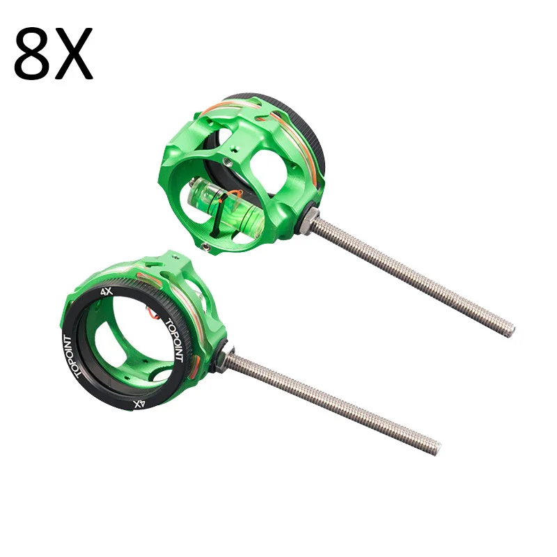 Green 8X Стрельба тренировочный лук объектив прицела 2X/4X/6X/8X 0,019 оптический волоконный прицел контактный блочный лук стрельба из лука практика Охота прицеливание аксессуары - Цвет: Green 8X
