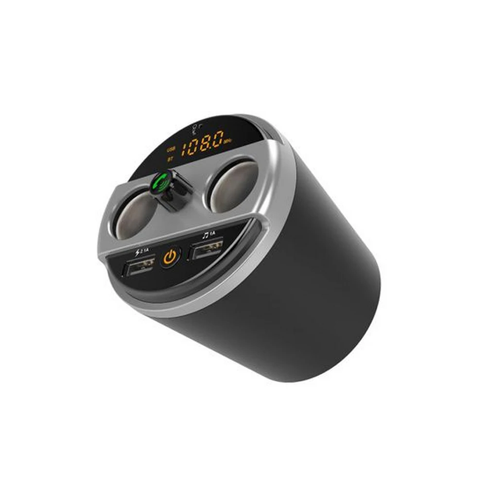 

Multifunctional Car mp3 Bluetooth Player Cup Car FM Transmitter Universal Dual USB Bluetooth Car Charger For mobile Phone
