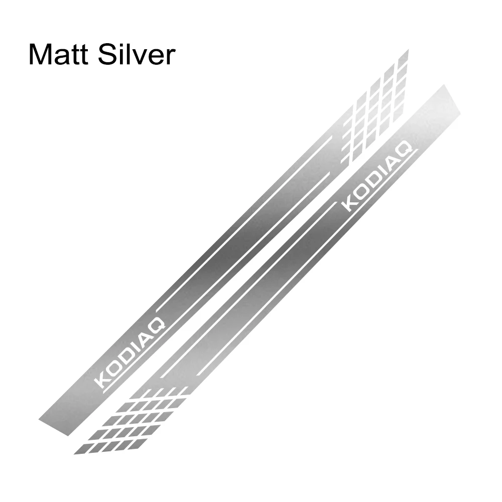 Matt Sliver 2 шт. для Skoda Fabia Kodiaq Kamiq Karoq автомобильные длинные боковые юбки спортивные наклейки Авто украшения DIY виниловая пленка наклейки аксессуары для автомобиля - Название цвета: Matt Sliver
