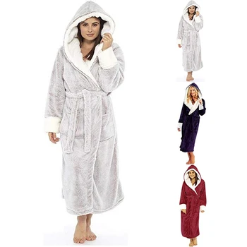 

Spring Autumn Winter Sleepwear Women's Robes S-XL Women's Bathrobes Hooded Long Sleeve Robe Nightgown Women Homewear Bathrobe