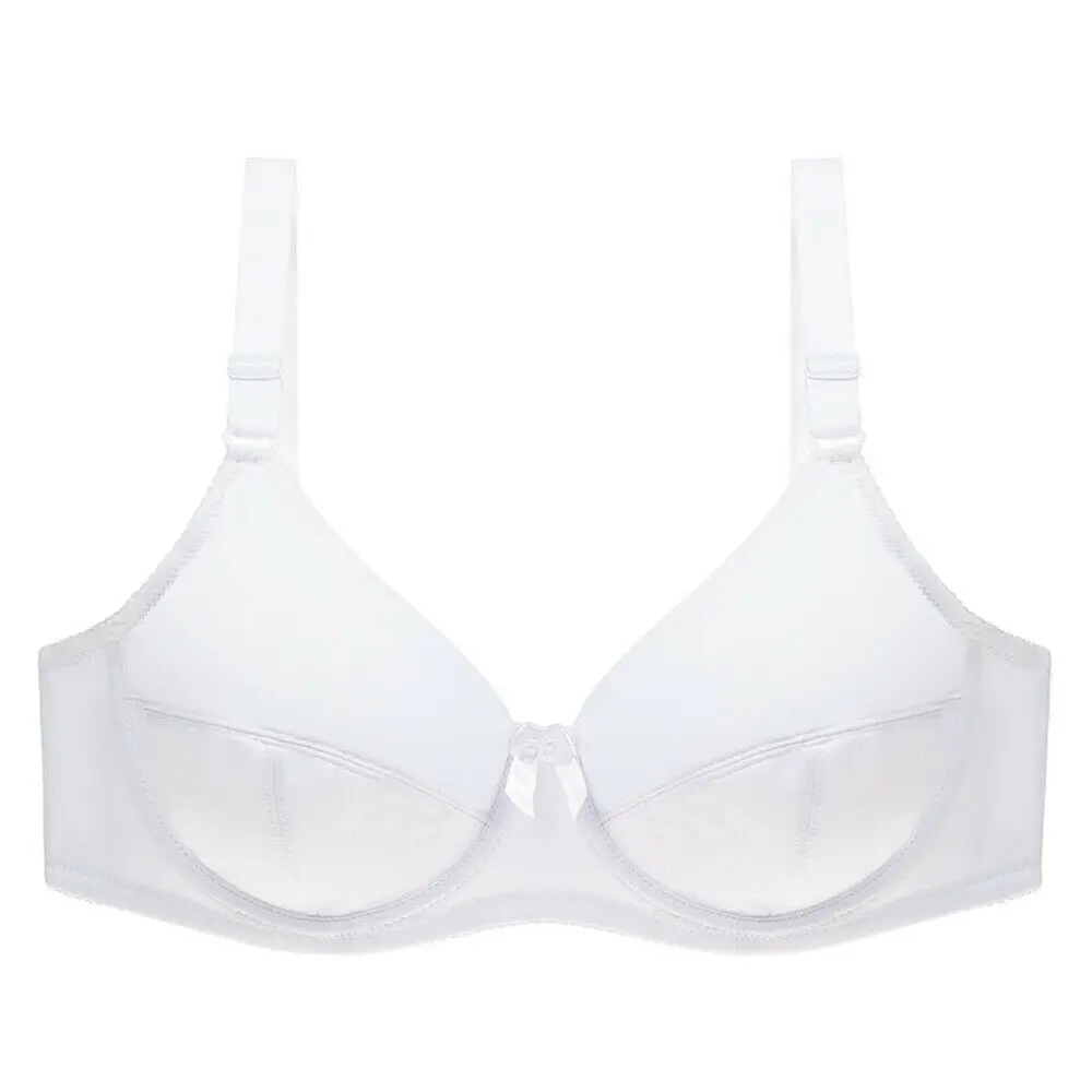YBCG 5 Colors White Women Bra Plus Size Adjusted-straps Big Thin Cup Underwear Bow Unlined Lingerie For 28-48 E | Женская одежда