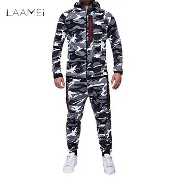 

Camouflage Jackets Set Men Camo Printed Sportwear Male Tracksuit Top Pants Suits Hoodie Coat Trousers Autumn Winter