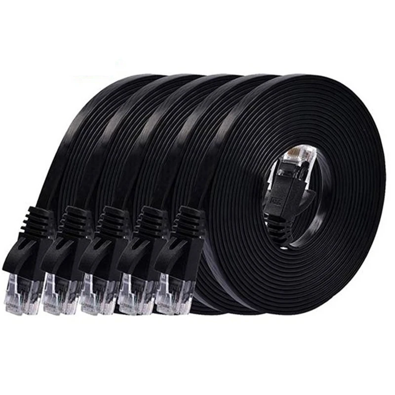 6 упаковок 1 5 м футов кабель CAT6 плоский UTP Ethernet сетевой RJ45 соединительный LAN-кабель