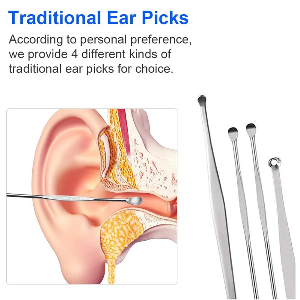 6PCS Ear Cleaner Wax Removal Tool Earpick Sticks Earwax Remover Curette Ear Pick Cleaning Ear Cleanser Spoon Health Care Earpick