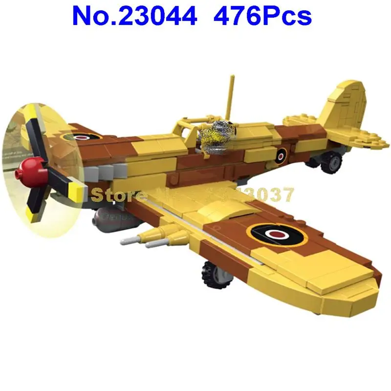 23044 476 шт классические военные ww2 Англия spitfire fighter мировые войны 2 воздушные силы строительные блоки игрушки