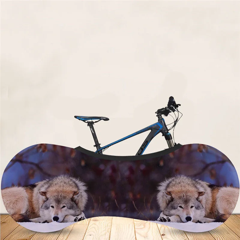 Пыленепроницаемый Чехол для велосипедного колеса, сумка для хранения велосипедных колес с рисунком волка, защитное снаряжение для внутреннего велосипеда MTB, чехол для велосипеда