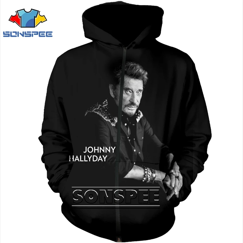 Men Women Hoodie 3D Print Johnny Hallyday Rock Jacket Harajuku Top Sweatshirt Long Sleeve Zipper Vintage Hoodies Men Clothing 6