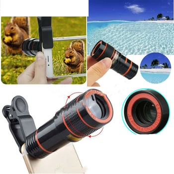 

HD 12x Optical Zoom Clip on Camera Lens Phone Telescope For Universal Cell Phone