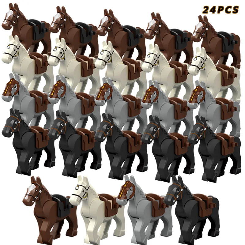 

24 pcs/ Medieval Knight Horse Military Horse Set Ride Set Character Brick Gift Children's Toys