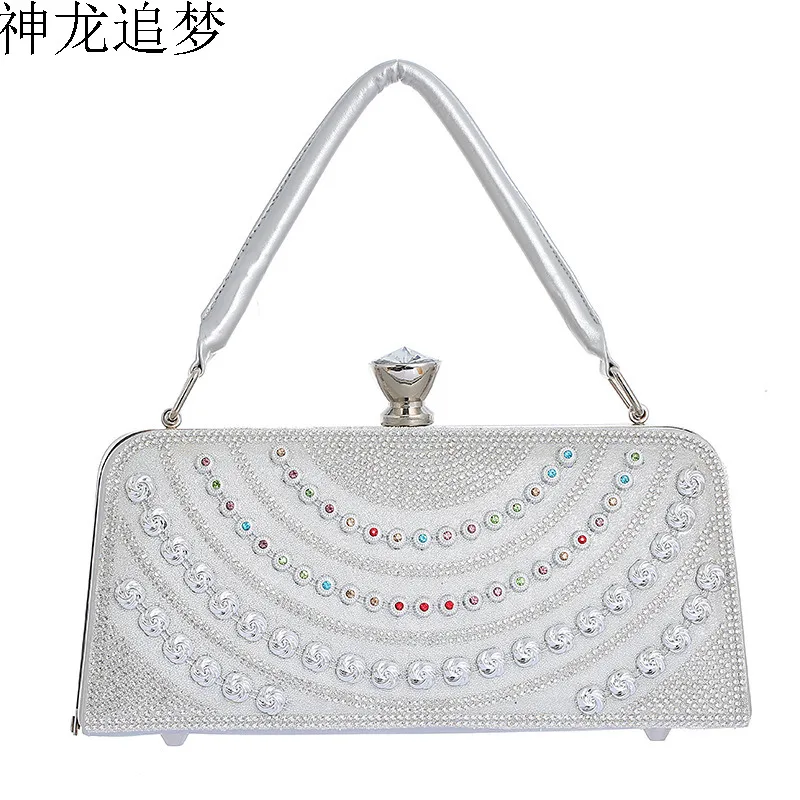 

spring and summer PU rhinestone dinner bag wedding banquet lady handbag daily generous hand bag party bag women evening bag
