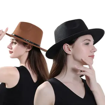 

NEW Fashion Fedora Hat with Belt Men Women Unisex Festival Spring Winter Wedding Prom Hat