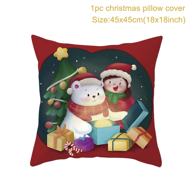 Cushion Cover Merry Christmas Decorations for Home 2021 Christmas Ornament Navidad Noel Xmas Gifts Happy New Year 2022