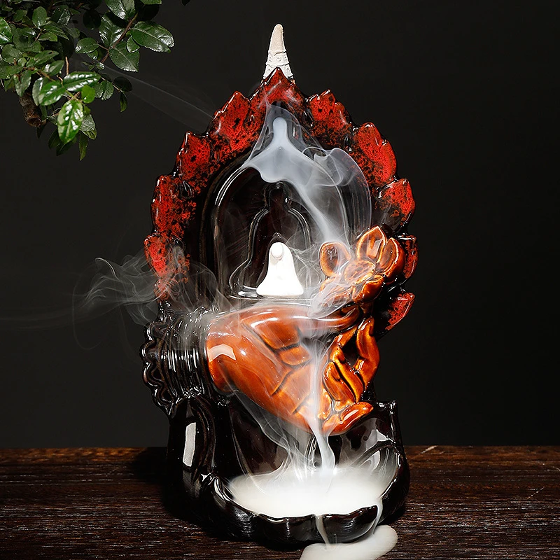 

New Backflow Incense Burner Ceramic Creative Lotus Bergamot Aromatherapy Home Interior Viewing Ornamental Aromatic Furnace