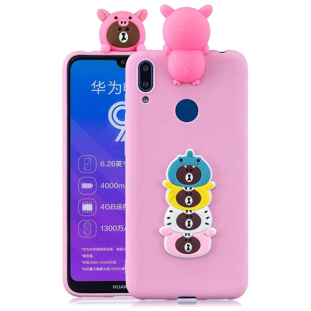 Etui huawei Y6 Y7 Prime чехол Крышка Y5 Y7 Y9 симпатичный типа сделай себе сам 3D собаки в форме единорога панда силиконовый чехол для принципиально huawei Y6 Y7 Y9 чехол - Цвет: 2