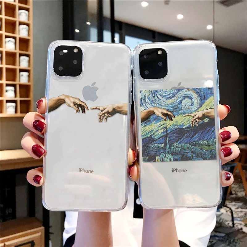 

Mona Lisa Art David Lines Painted Pattern Case for Iphone 7 8 6S 6 Plus X XS MAX XR 11 Pro Max Silicone Case Fitted Case Pouch