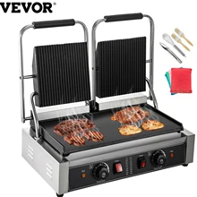VEVOR Electric Griddle Fryer Single/Double Heads Pan Sandwich Press Grill Maker Roaster BBQ Kitchen Cooking for Home Commercial