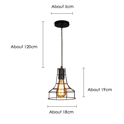 Современный подвесной светильник, черная железная подвесная клетка, винтажная светодиодная лампа, лампа E27, столовая, ресторан, барная стойка, промышленный Лофт, Ретро стиль - Цвет корпуса: type7