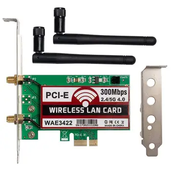 

Dual Band 2.4GHz/5GHz PCIe 300Mbps Wireless Network Card WLAN WiFi Adapter With Bluetooth 4.0 For PC Desktop Supports Win 10