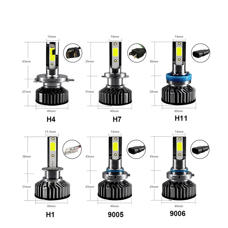 2 шт. H4 светодиодный H7 автомобильные фары H1 HB4 светодиодный H11 автомобильные передние противотуманные фары рядом с дальними диодными лампами для автомобилей 12 В 4300 лм 6500 к 8000 К к
