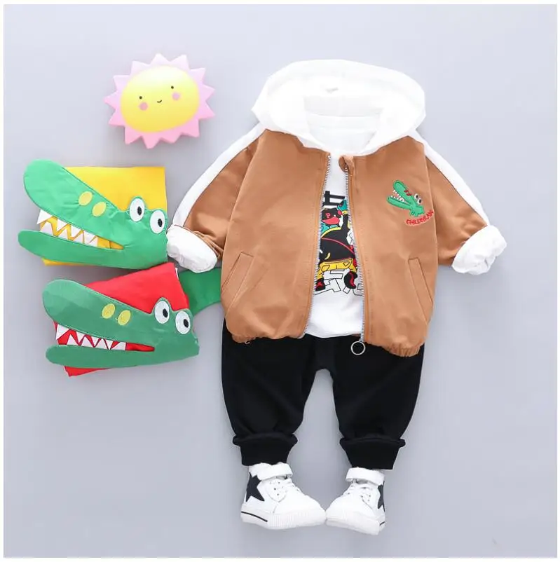 Autumn Toddler Boys Clothes Suits Baby Kids Clothing Set Hooded Coat Cartoon t Shirt Pants Sets Infant Children Costume