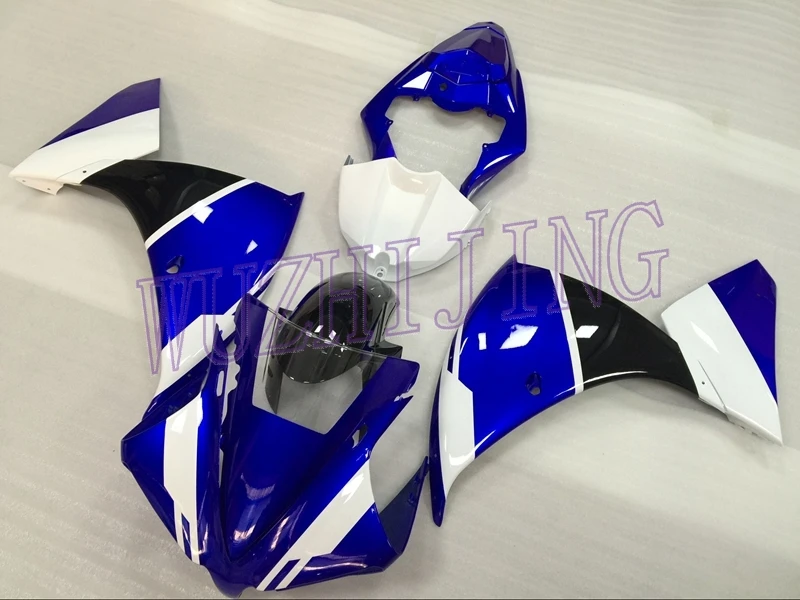 Пластиковые обтекатели YZFR1 Пластиковые обтекатели YZF1000 R1 2012 синий белый черный полный корпус комплекты для Yamaha YZFR1 2012