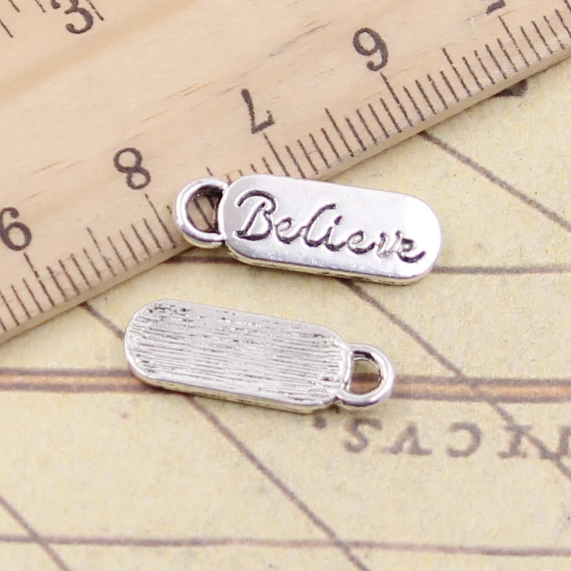 

20pcs Charms plates believe 20x6mm Tibetan Silver Plated Pendants Antique Jewelry Making DIY Handmade Craft pendant