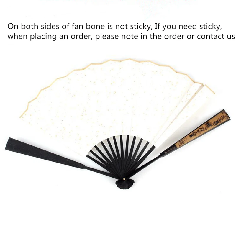 10pcs Blank White Rice Paper Folding Fan Decorative Bamboo Fan Bone