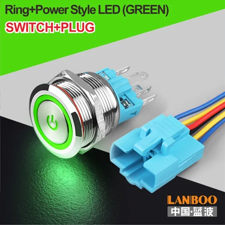 G Power Button Plug 22 мм самовосстанавливающийся светодиодный 3 в 5 в 6 в 12 В 24 В 220 В металлический кнопочный переключатель мгновенная кнопка автоматический сброс светодиодный водонепроницаемый переключатель - Цвет: G Power Button Plug