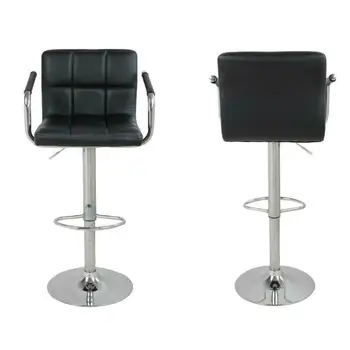 

2x PU Leather Adjustable Height Swivel Bar Stool with Arms & Chrome Base Black