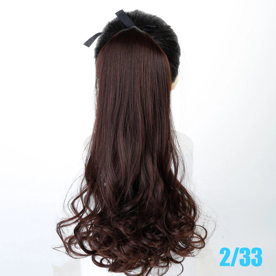 MEIFAN, длинные волнистые кудрявые конский хвост для женщин, лента, обернутая вокруг волос, конский хвост для наращивания, термостойкие синтетические шиньоны - Цвет: 2-33