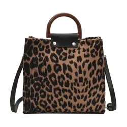 Женская модная сумка через плечо с леопардовым принтом 2019 Новая женская Большая вместительная деревянная сумка для покупок Женская