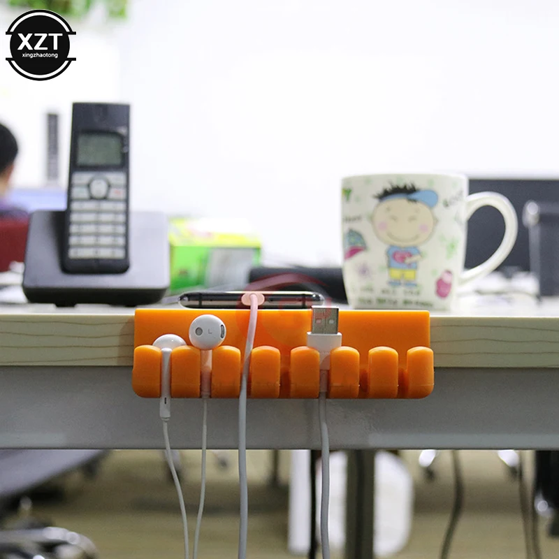 USB кабель держатель силиконовый Автомобильный держатель для телефона многофункциональный стол настенное крепление ключи Кабельный органайзер Winder управление 7 зажимов держатель