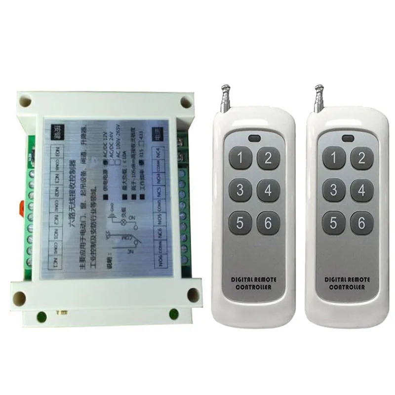 

1000m DC12V 24V 36V 48V 6 CH RF Wireless Remote Control Switch Remote Control System receiver transmitter 6CH Relay 315/433 MHz