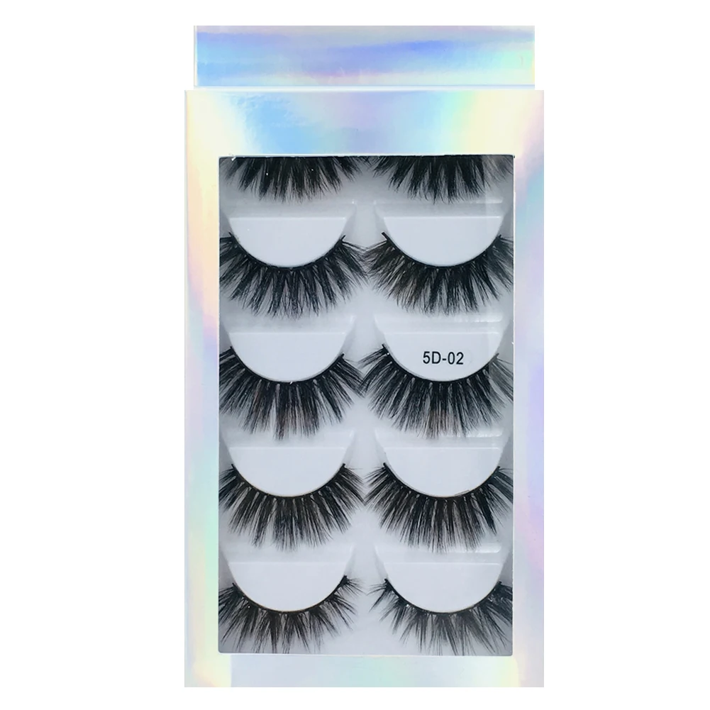 5 Pairs/Set Natural Black Long Fake Eye Lashes Handmade Thick False Eyelashes Black Makeup Cosmetic Beauty Extension Tools