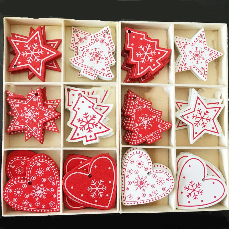 

Wholesale(100 pieces/lot) Christmas Pendant Party Stock 5cm Creative Wooden DIY for Christmas Tree Decoration Accessories