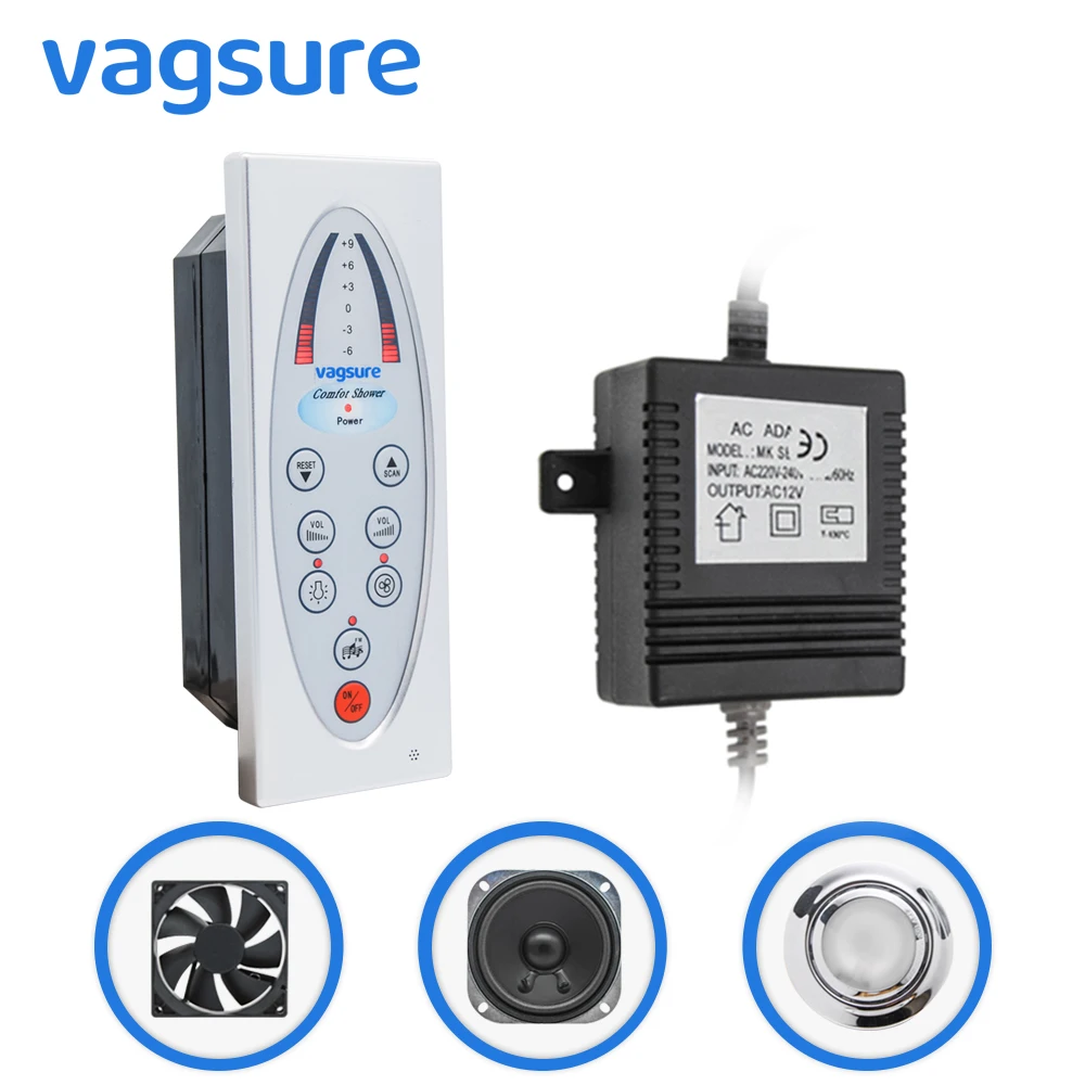 Серебряная прямоугольная FM радио душевая кабина комплект контроллера включает