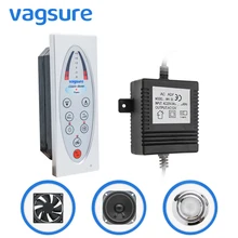 Kit de controlador de ducha con Radio FM rectangular plateado, incluye Panel/luz/altavoz/ventilador de ventilación/cabina de ducha de transformador