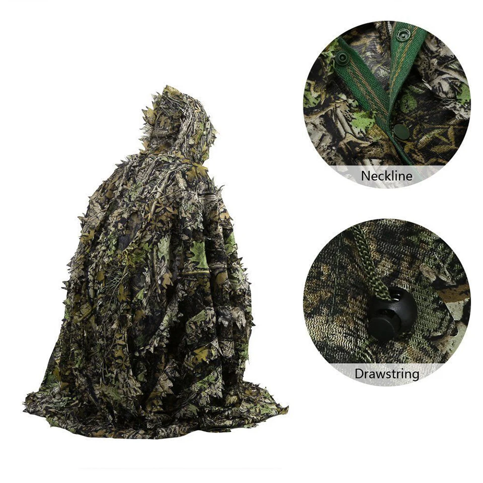 3D камуфляжные костюмы снайперская охотничья одежда moro camuflagem рубашка ghillie костюм листья пончо плащ скрытый плащ Военная униформа