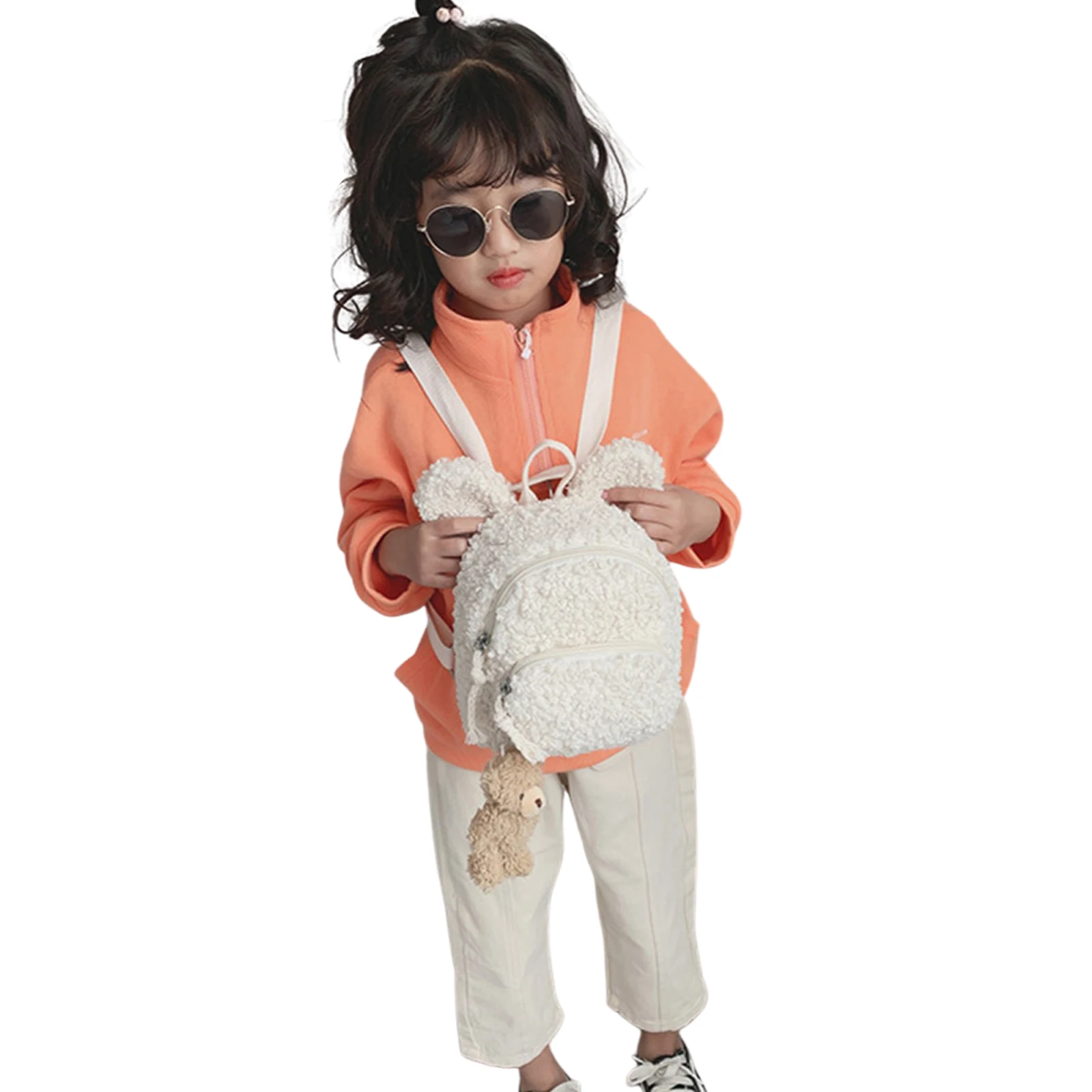 Kids Toddler Plush Backpack Cute Bunny Ear Kindergarten School Bag Winter Warm Fleece Daypack Outdoor Travel Bag for Boys Girls school bag